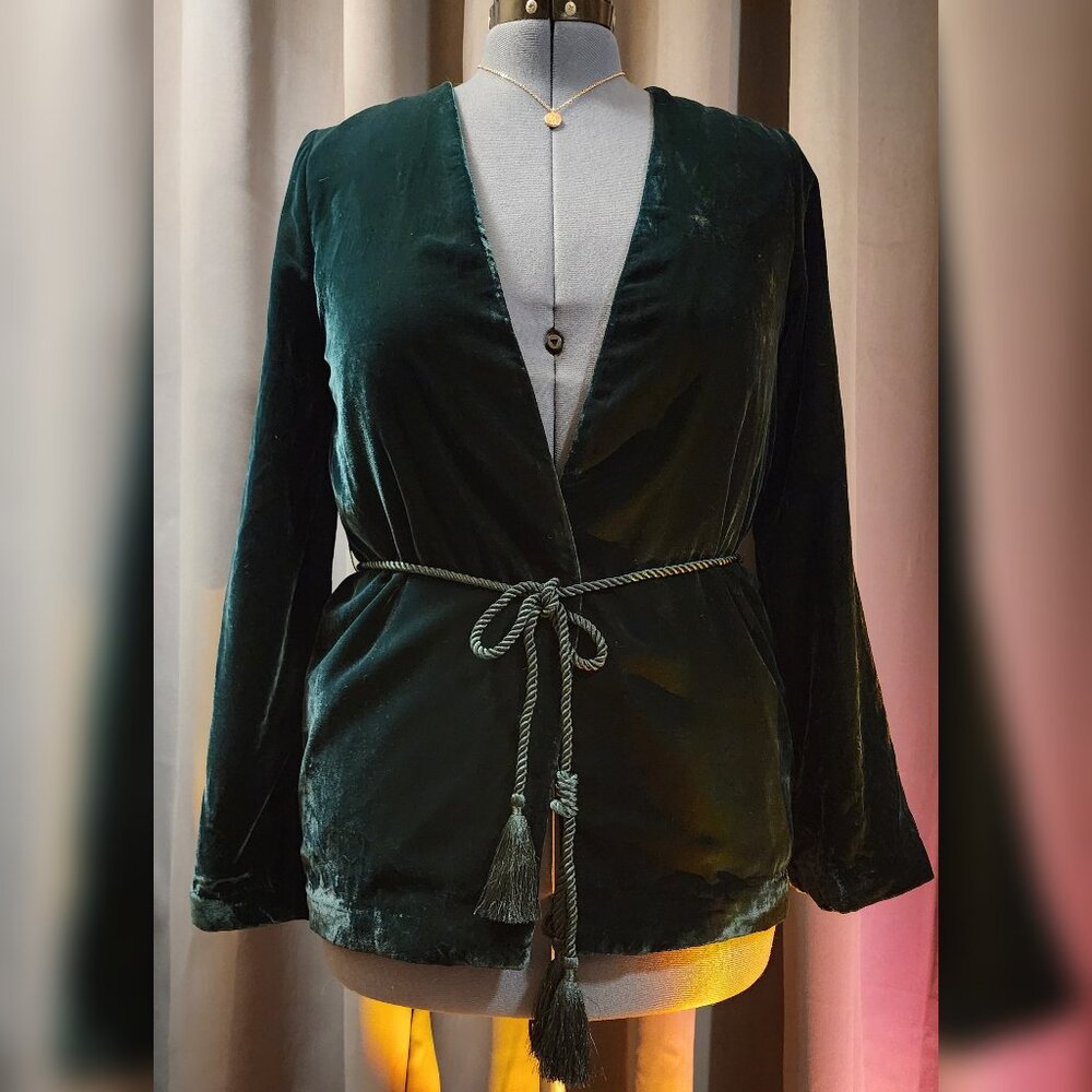 NWT H&M - Velvet Dark Emerald Green Jacket - US 8